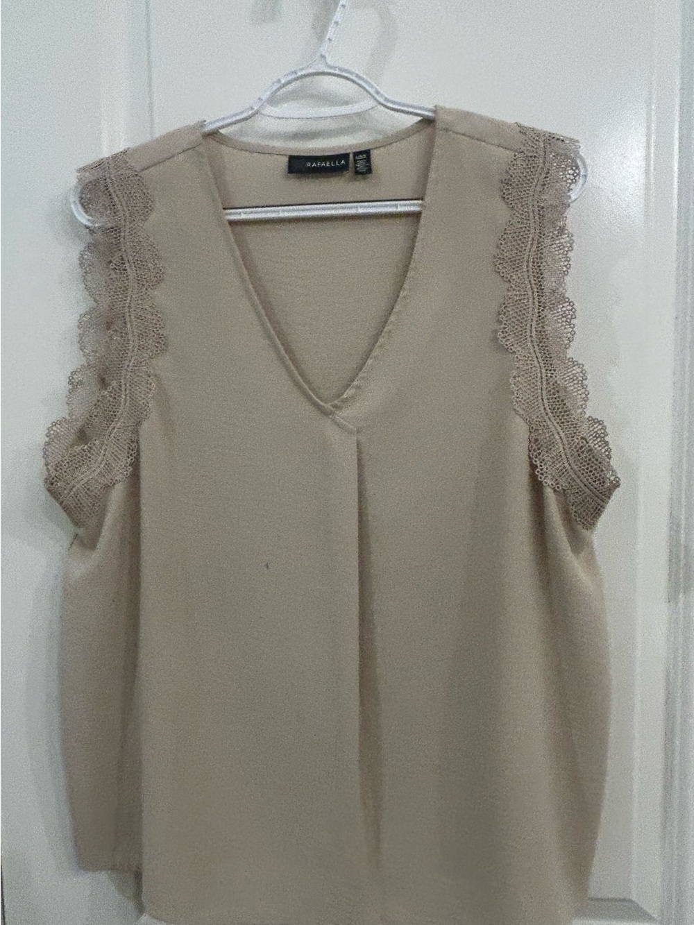 Rafaella Neutral Lace-Shoulder V-Neck Tank